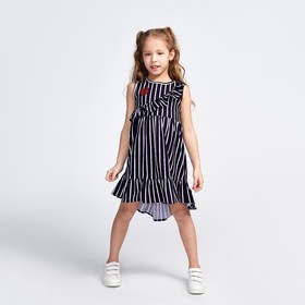 

Платье для девочки, цвет тёмно-синий/белый, рост 128 см