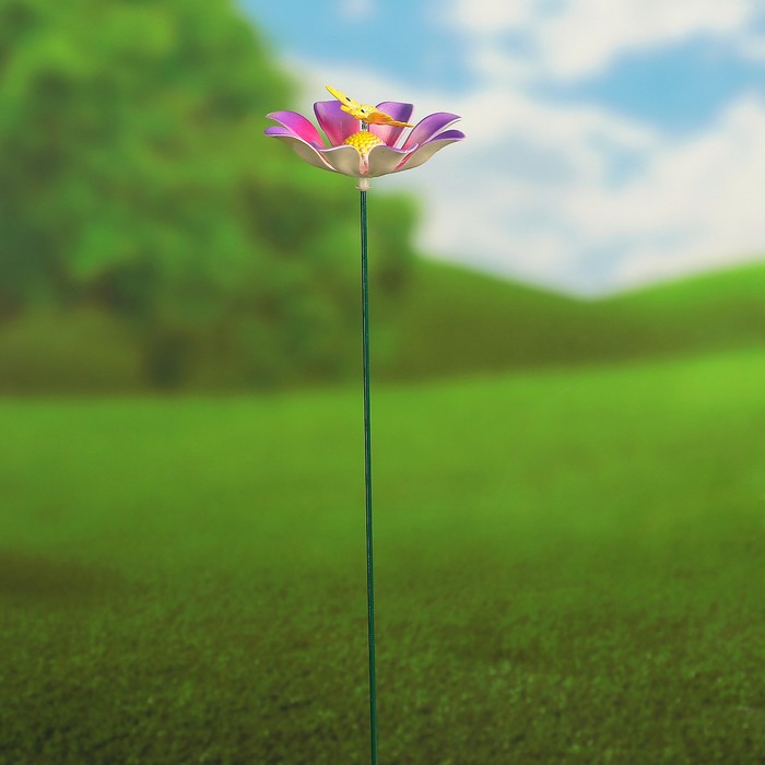 Декоративный штекер "Цветок с бабочкой" микс