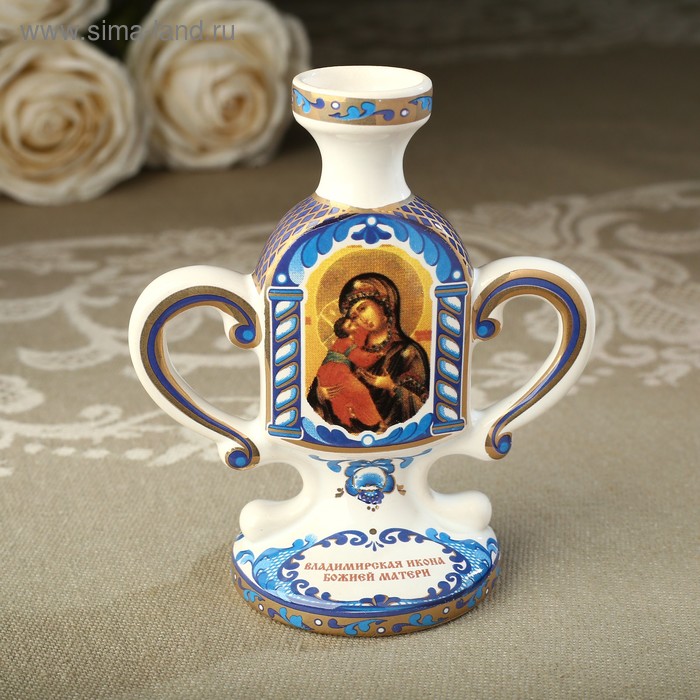 

Подсвечник "Киот Владимирская", гжель