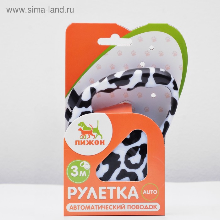 

Рулетка с принтом "Стрим", 3 м, вес животного до 12 кг, расцветка жираф