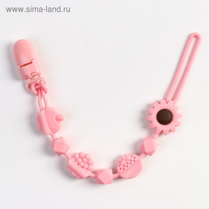 фото Держатель для пустышки силиконовый, цвет розовый mum&baby
