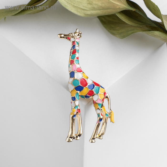 Брошь «Жираф», цветная в золоте брошь новогодняя ёлка с бантиками цветная в золоте