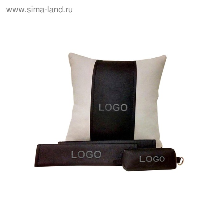 фото Подарочный набор: подушка декоративная+накладки на ремень безопасности+ ключница, с вышивкой, mitsubishi autopremium