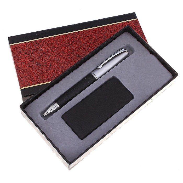 Набор: ручка и зажим (черный)