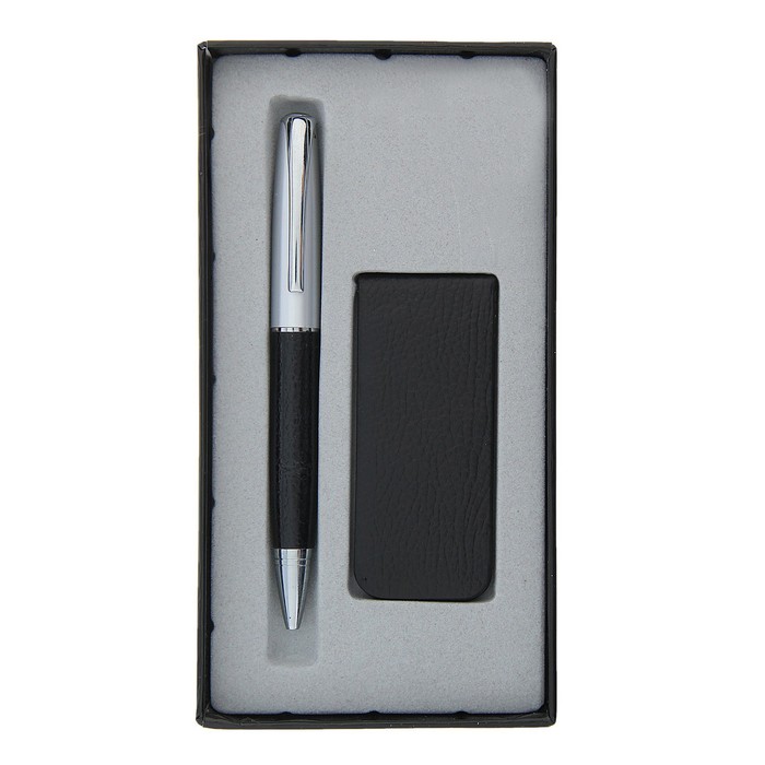 Набор: ручка и зажим (черный)