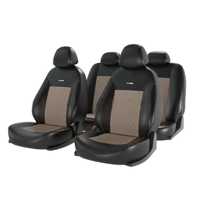 

Авточехлы Atom Leather Ромб, экокожа, черный/бежевый
