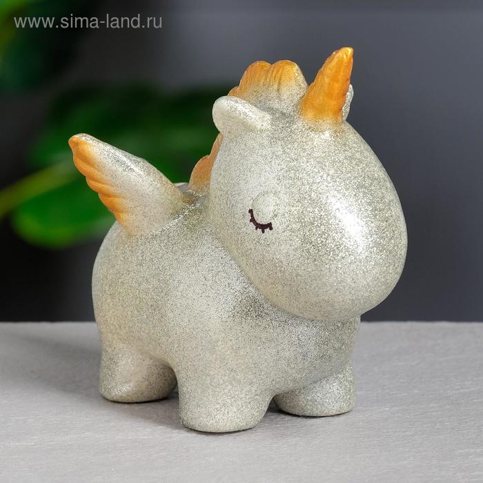 

Копилка "Единорожка", глянец, серебристый цвет, 14 см, микс