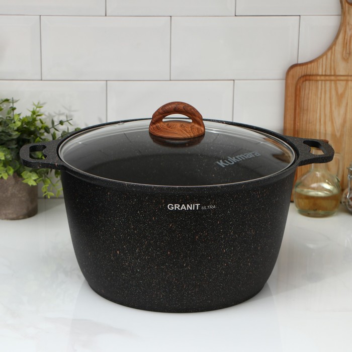 

Кастрюля Granit ultra, 10 л, d=32,5 см, h=25,5 см, стеклянная крышка, антипригарное покрытие, цвет коричневый