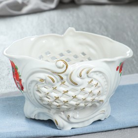 

Конфетница "Корзинка", белая, резка, цветы, микс