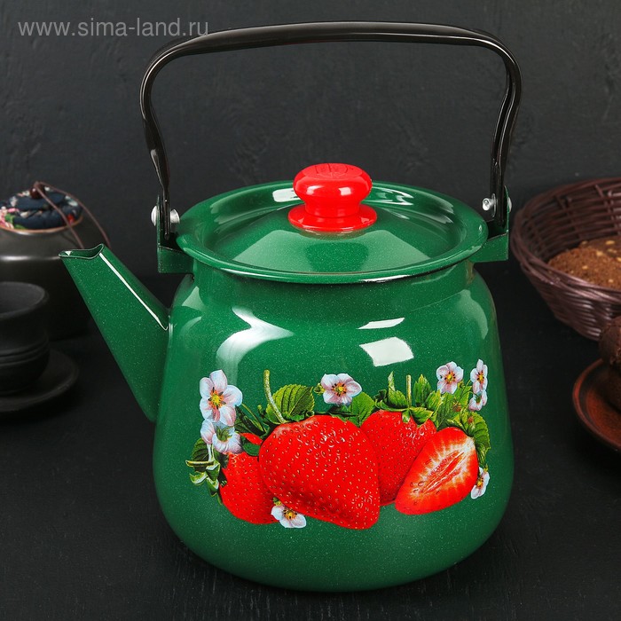 фото Чайник «клубника садовая», 3,5 л, зелёный сибирские товары