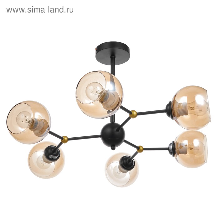 

Люстра ЭкономСвет 74101/6 6х60W E27, чёрный/хром/янтарный 71х71х45 см