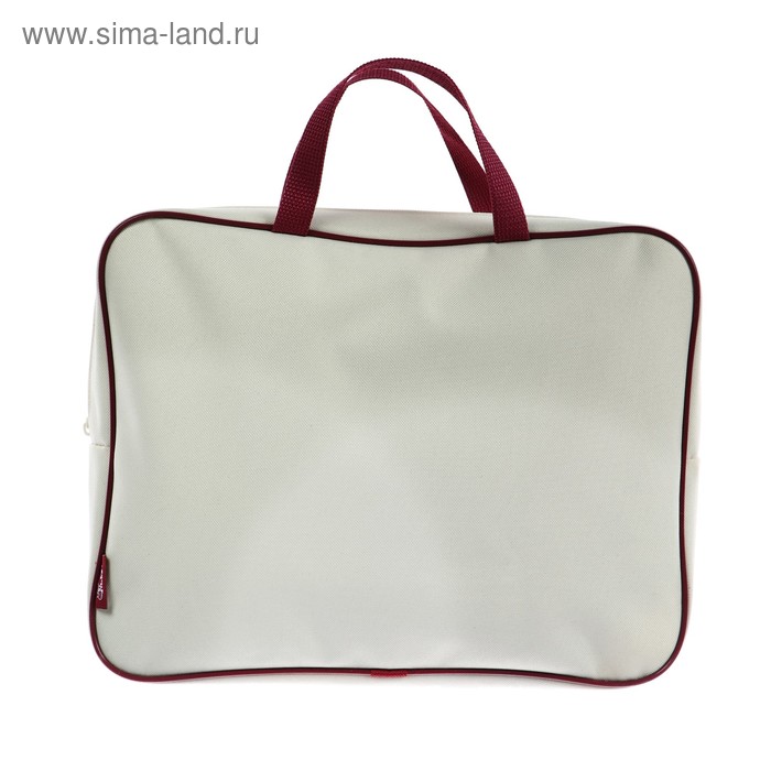 Папка с ручками, текстильная, А4, 350 х 265 х 80 мм, «Оникс», ПМД 4-42, «Офис», цвет бежевый-бордовый (ручка-тесьма)