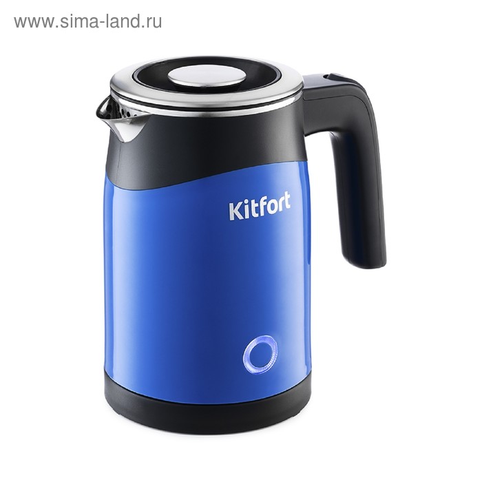 Чайник электрический Kitfort КТ-639-2, металл, 0.6 л, 1150 Вт, чёрно-синий чайник электрический kitfort кт 6642 металл 0 8 л 1600 вт чёрно белый