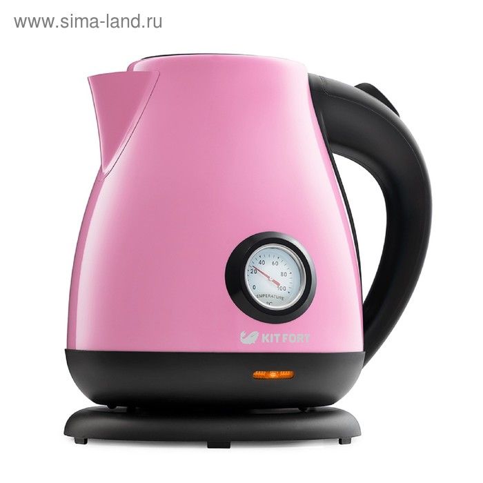 Чайник электрический Kitfort КТ-642-1, металл, 1.7 л, 2200 Вт, розовый