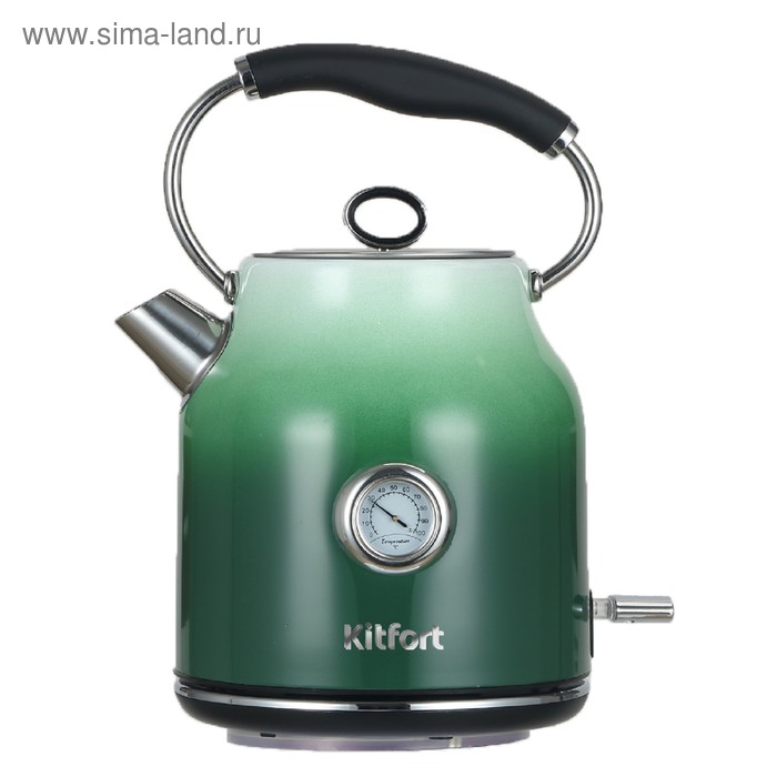 Чайник электрический Kitfort КТ-679-2, металл, 1.7 л, 2200 Вт, зелёный с градиентом