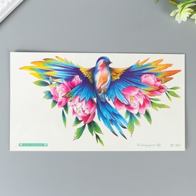 

Татуировка на тело цветная "Красочная птица в цветах" 24х14 см