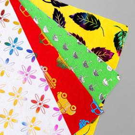 

Фетр цветной с тиснением фольгой 4диз. набор 4 шт "Ассорти №3" 20х28 см