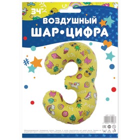 

Шар фольгированный 34" «Цифра 3»