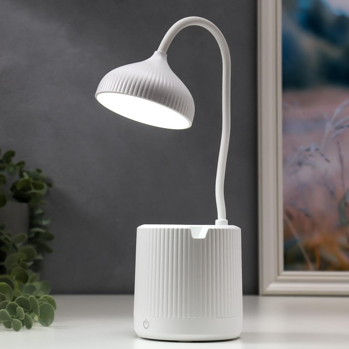 фото Лампа настольная сенсорная 79957/1 led 6вт usb акб 3 режима белый 9х9х41 см risalux
