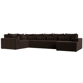 П-образный диван «Майами», механизм еврокнижка, микровельвет, цвет коричневый