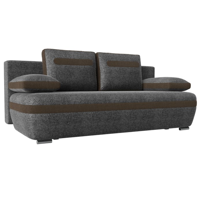 Прямой диван «Каир», механизм еврокнижка, рогожка, цвет серый / коричневый
