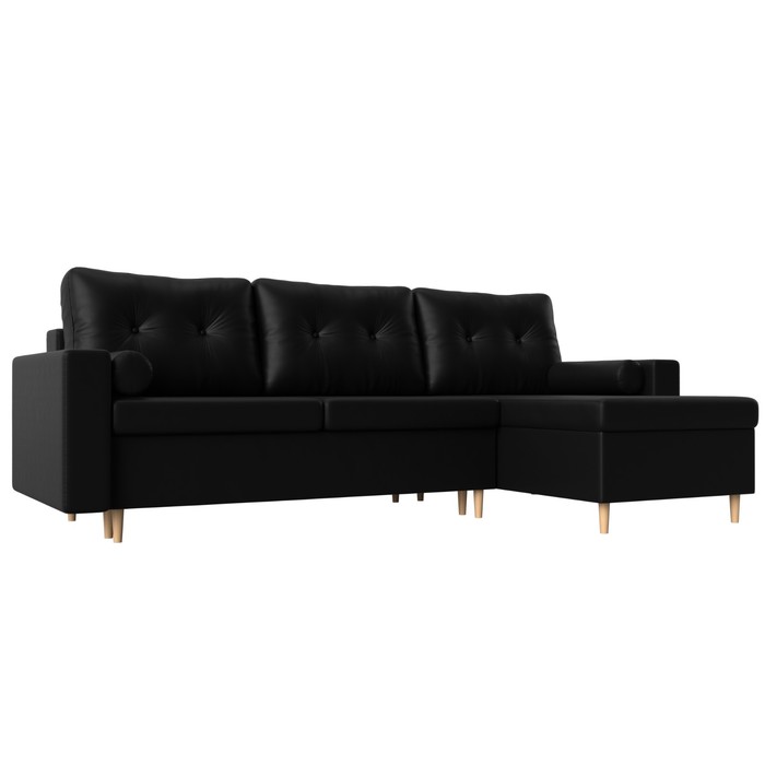 Угловой диван «Белфаст», механизм пантограф (тик-так), экокожа, цвет чёрный