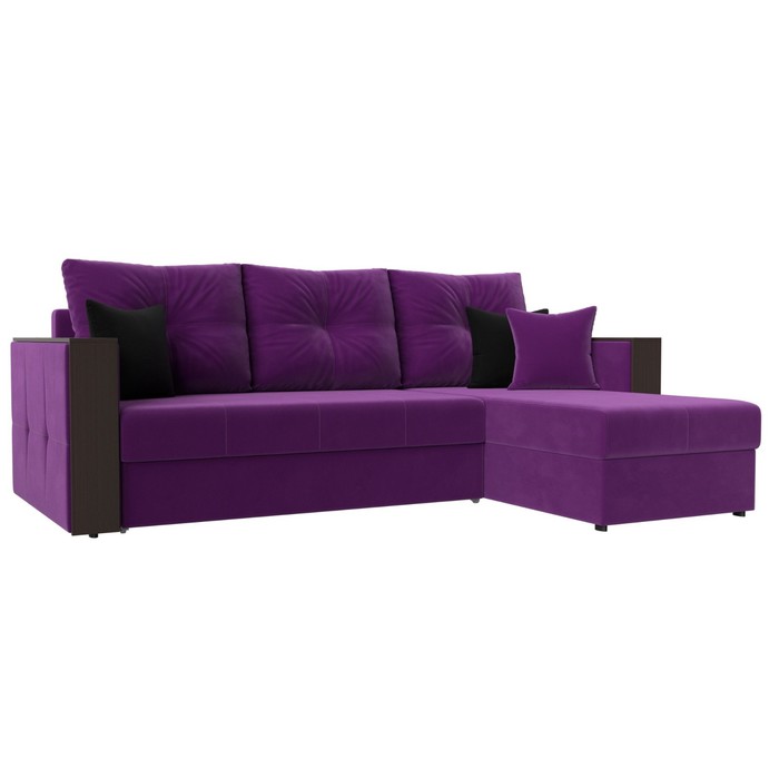 Угловой диван «Валенсия», механизм дельфин, микровельвет, цвет фиолетовый угловой диван фаворит механизм дельфин цвет бинго шоколад