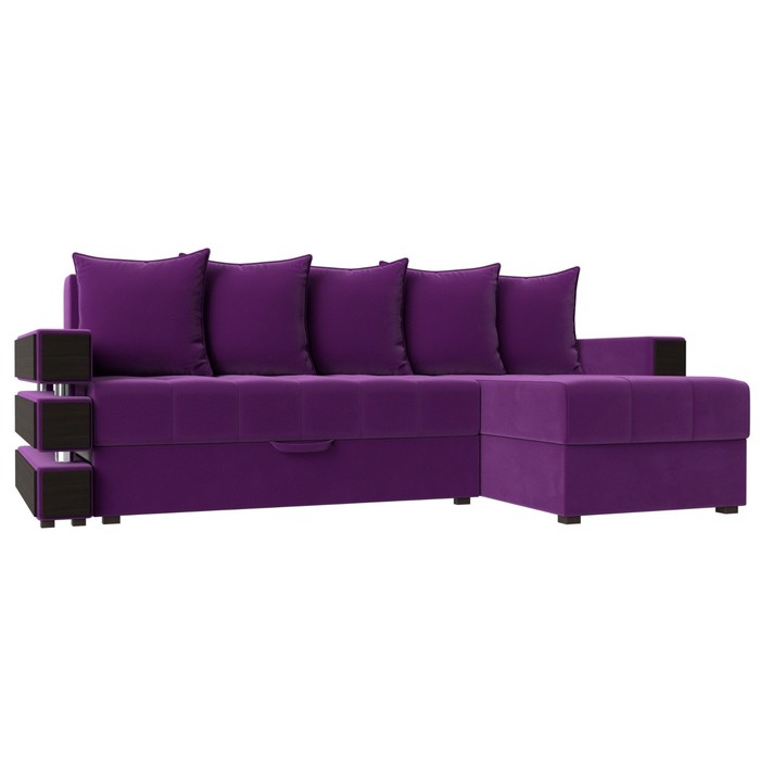 Угловой диван «Венеция», механизм еврокнижка, микровельвет, цвет фиолетовый