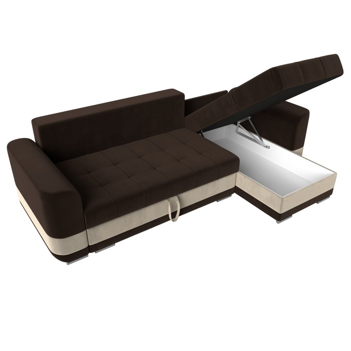 

Угловой диван «Честер», механизм еврокнижка, микровельвет, цвет коричневый / бежевый