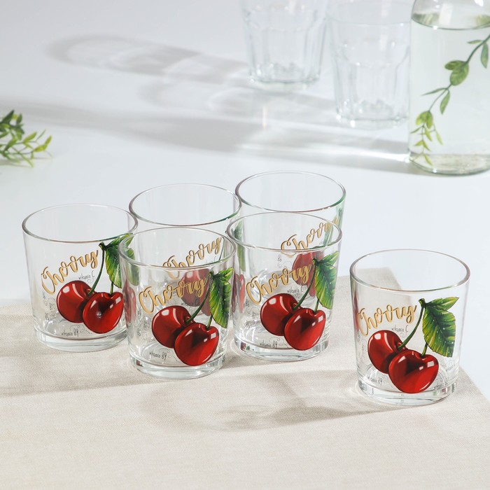 Набор стеклянных стаканов «Ода. Полезная вишня», 250 мл, 6 шт набор стеклянных стаканов россия 250 мл 6 шт