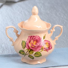 

Сахарница "Камелия", персиковая, цветы, 0.5 л, деколь микс