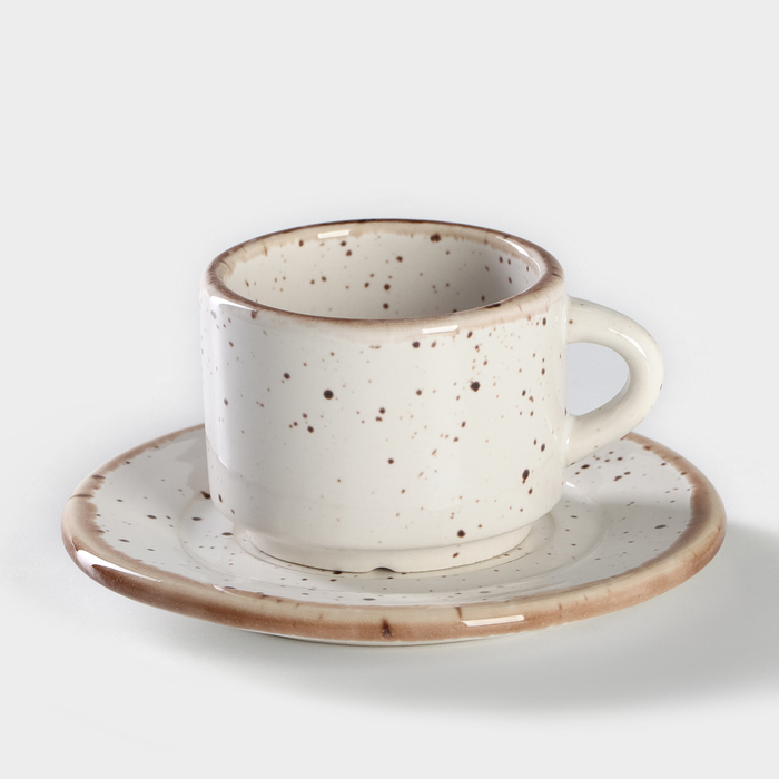 Кофейная пара фарфоровая Punto bianca: чашка 80 мл, блюдце d=6 см чашка чайная фарфоровая punto bianca 350 мл