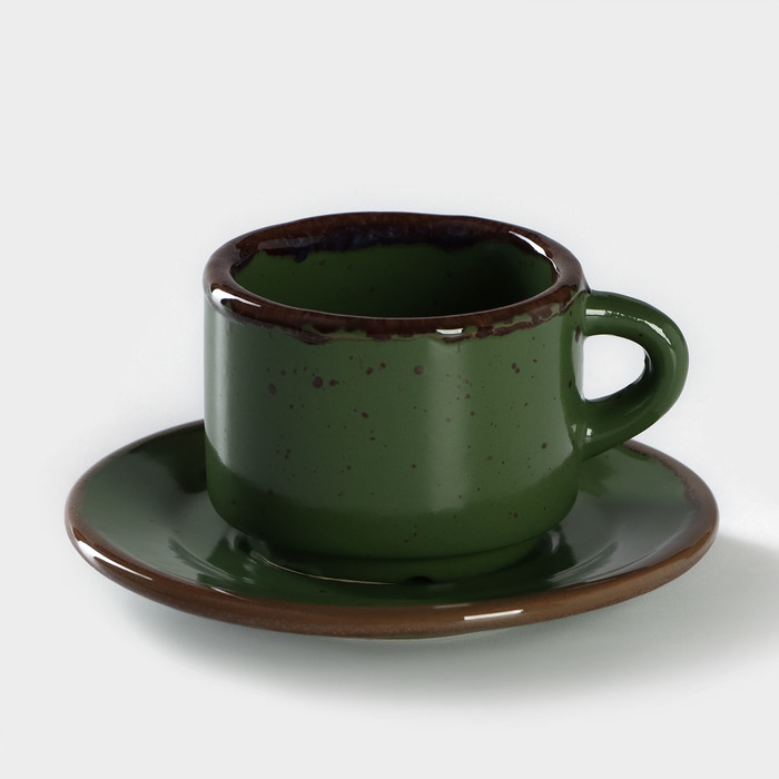 Кофейная пара фарфоровая Punto verde, чашка 80 мл, блюдце d=6 см