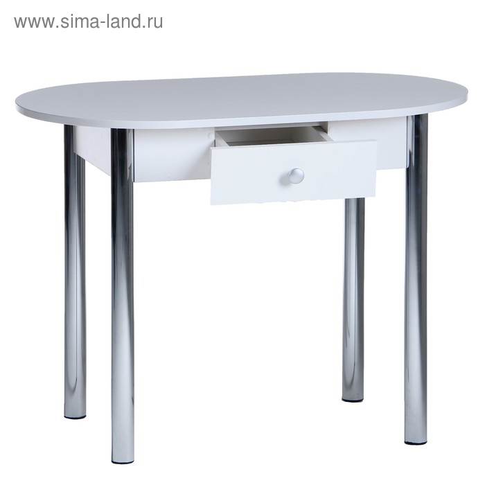 

Стол Овальный с ящиком, 1000х600х750, Хром/Белая радика