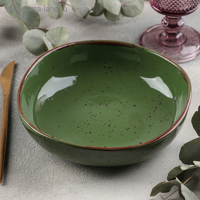 Тарелка фарфоровая Punto verde, 600 мл, d=18,5 см, цвет зелёный тарелка punto verde d 24 см