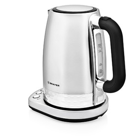

Чайник электрический BRAYER BR1002, металл, 1.7 л, 2200 Вт, регулировка t°, серебристый
