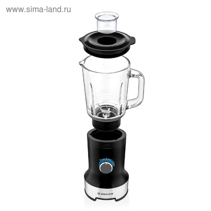

Блендер BRAYER BR1201, стационарный, 600 Вт, 0,8 л, 3 режима, чёрно-серебристый