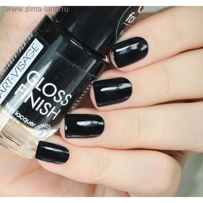 Лак для ногтей Art-Visage Gloss Finish, тон 123, чёрная пантера