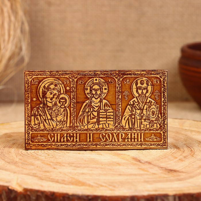 

Икона «Триптих» 12х6,5 см, береста