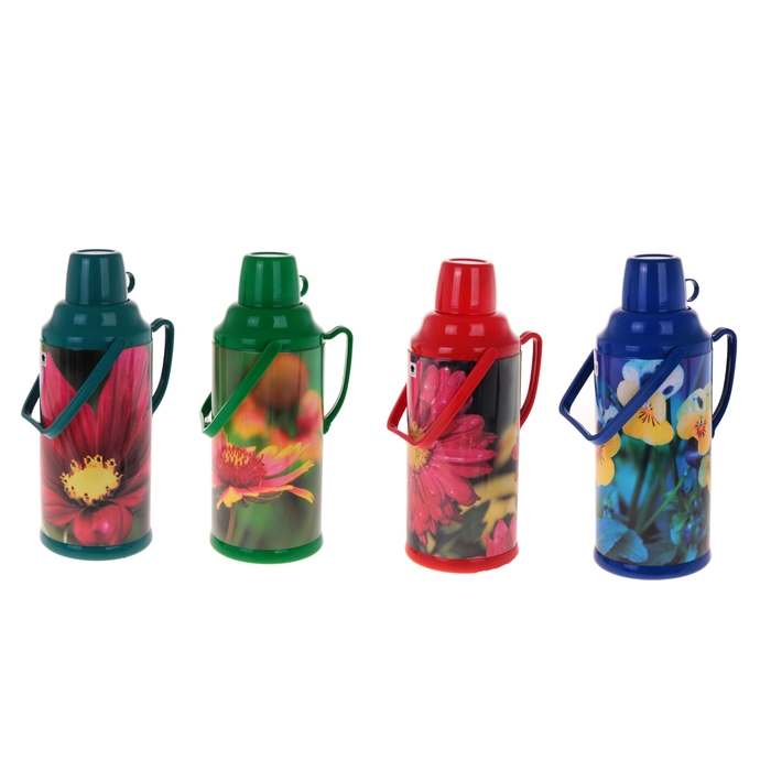 Термос с ручкой «Яркие цветы», 3.2 л, 1 кружка, 6-8 ч, микс