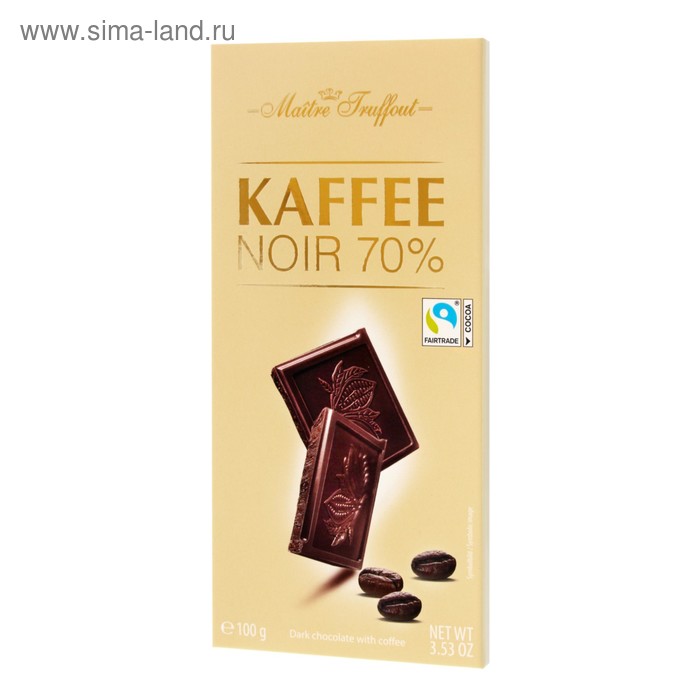 Тёмный шоколад Maitre Truffout с кофейно-ванильным вкусом, 100 г