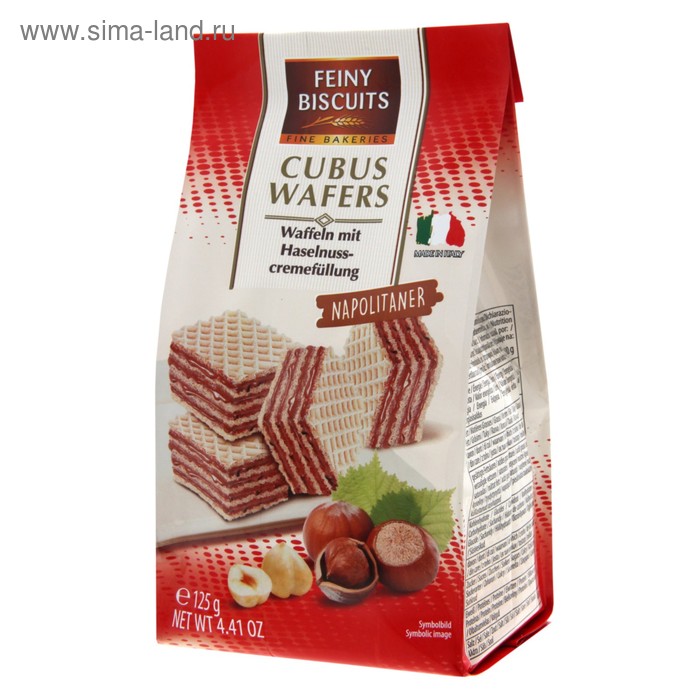 Мини-вафли Cubus Wafers Napolitane, с ореховой начинкой, 125 г