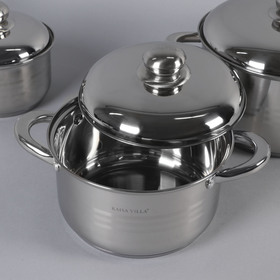 

Набор посуды «Вип», 4 предмета: 1,9 л, 3,4 л, 5,8 л, сковорода 24 см, индукция, капсульное дно