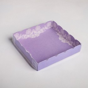 Коробка кондитерская с PVC-крышкой, упаковка, «Сделано с любовью», 15 х 15 х 3 см