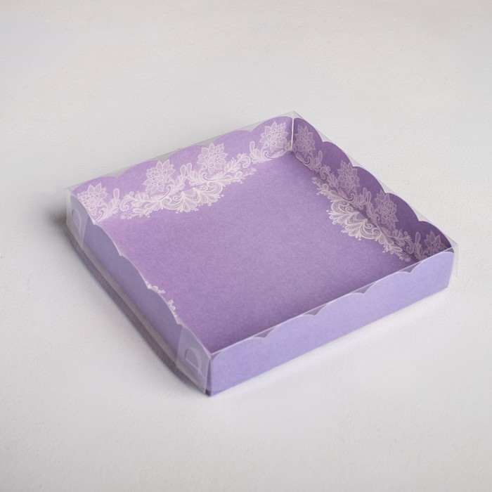 Коробка для печенья, кондитерская упаковка с PVC крышкой, «Сделано с любовью», 15 х 15 х 3 см