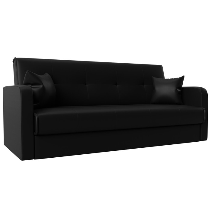 Прямой диван «Надежда», механизм книжка, экокожа, цвет чёрный