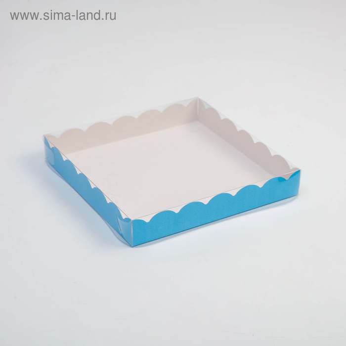 

Коробочка для печенья с PVC крышкой, голубая, 18 х 18 х 3 см