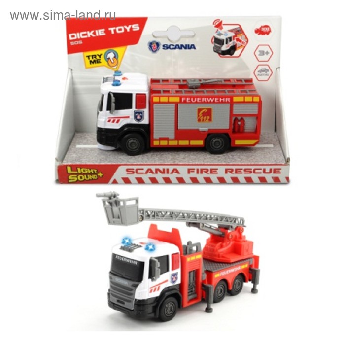 Пожарная машинка SCANIA die-cast, 17 см, световые и звуковые эффекты
