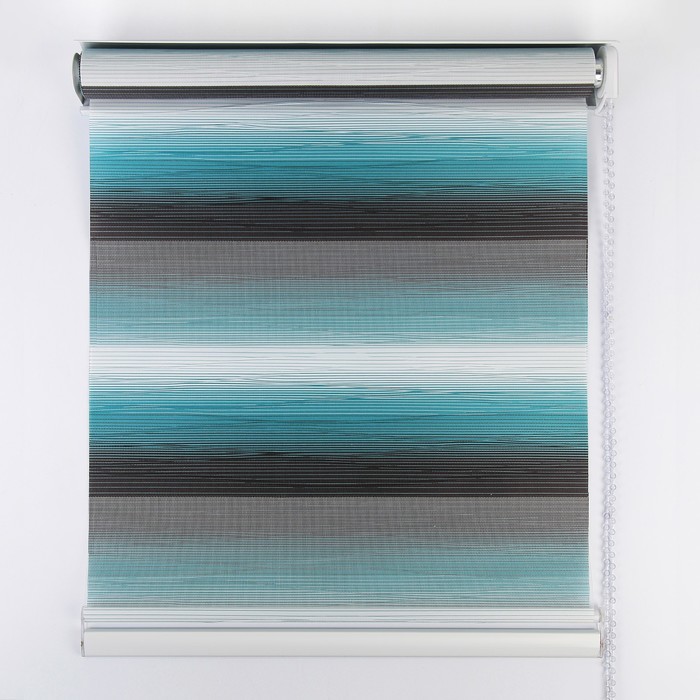Штора рулонная «День-ночь. Волна», 60×180 см (с учётом креплений 3,5 см), цвет бирюзовый