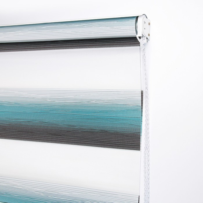 Штора рулонная «День-ночь. Волна», 60×180 см (с учётом креплений 3,5 см), цвет бирюзовый